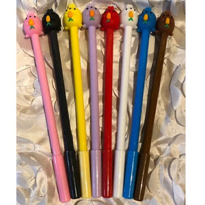 Bunny with Carrot #2 Black Gel Roller Ball Ink Pen 8 pc Set (0.5mm tip) + Pouch